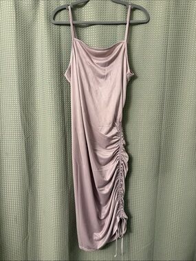 Sleeveless Ruched Slip Dress in Dusty Mauve